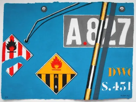 彫版 Klasen - INFLAMMABLE - Aquagravure de PETER KLASEN