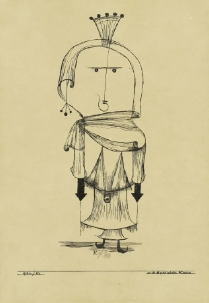 リトグラフ Klee - Die Hexe mit dem Kamm / The Witch with the Comb