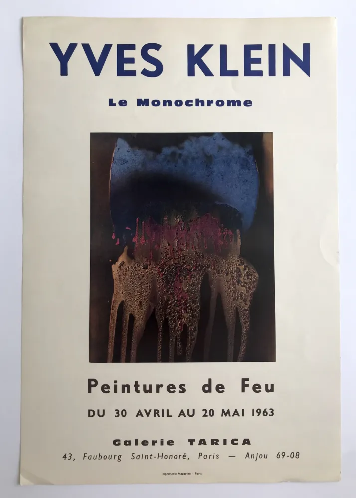 掲示 Klein - Le monochrome Peintures de feu / Galerie Tarica
