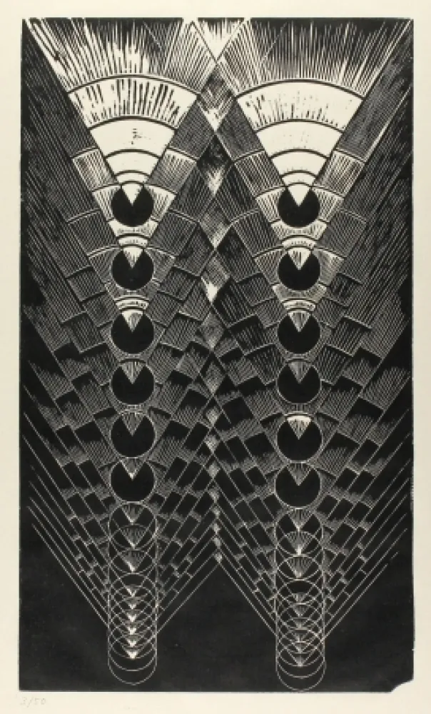 リノリウム彫版 Klien,  - Light in Glass II