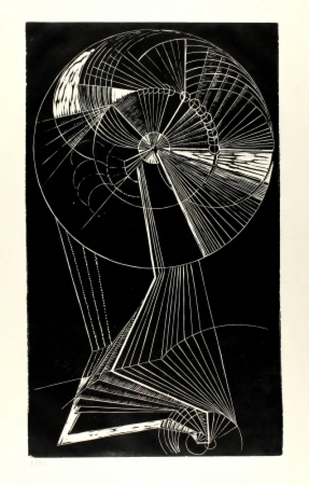 リノリウム彫版 Klien,  - Mensch in Bewegung (Moving Person)