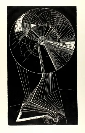 リノリウム彫版 Klien,  - Mensch in Bewegung (Moving Person)