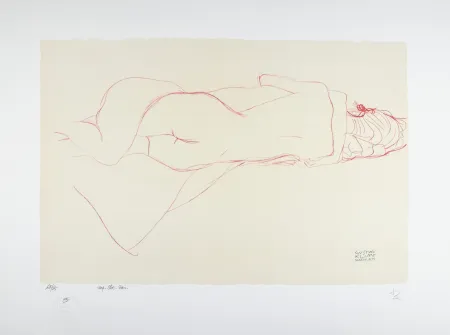 リトグラフ Klimt - Etude pour le serpent d'eau / Study for Water Snakes | Deux femmes enlacées / Two women embracing, 1905