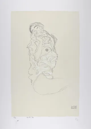 リトグラフ Klimt - La fille aux yeux fermés, 1917 | The girl with closed eyes, 1917  (Reclining Female Semi-Nude with Closed Eyes / Liegender weiblicher Halbakt mit geschlossenen Augen).