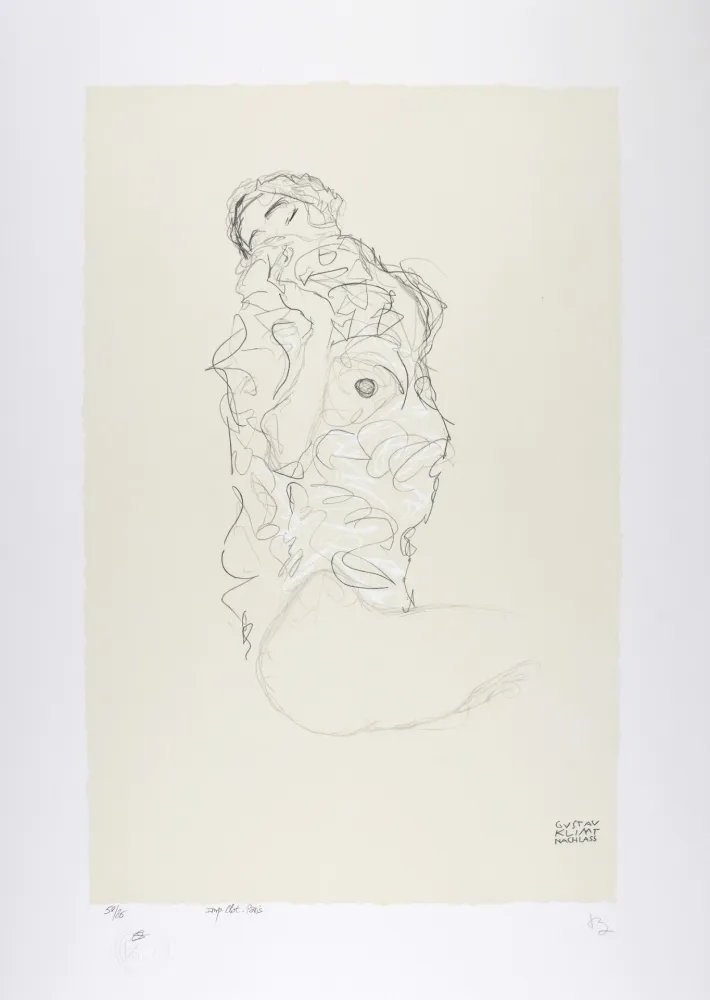 リトグラフ Klimt - La fille aux yeux fermés, 1917 | The girl with her eyes closed, 1917