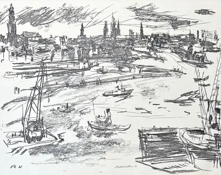 リトグラフ Kokoschka - Oskar Kokoschka (1886–1980) - Port of Hamburg - Lithograph on paper - 1961