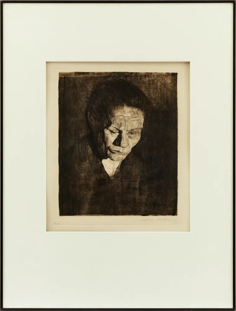 エッチング Kollwitz - Cabeza de Mujer hundida