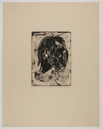 彫版 Kollwitz - Männerkopf nach rechts (Man's head turned right)