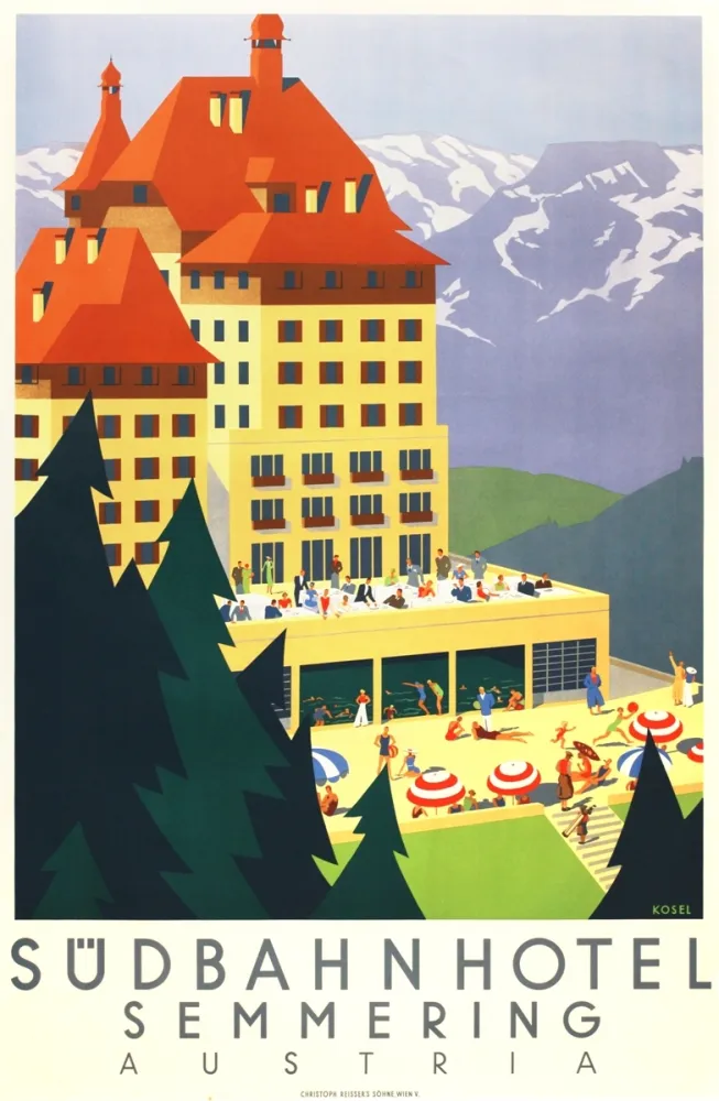 リトグラフ Kosel - Südbahnhotel Semmering Austria
