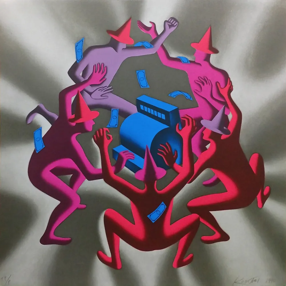 シルクスクリーン Kostabi - CASH DANCE (GREY)