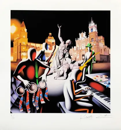 シルクスクリーン Kostabi - THE FIRST SET WAS IN STONE