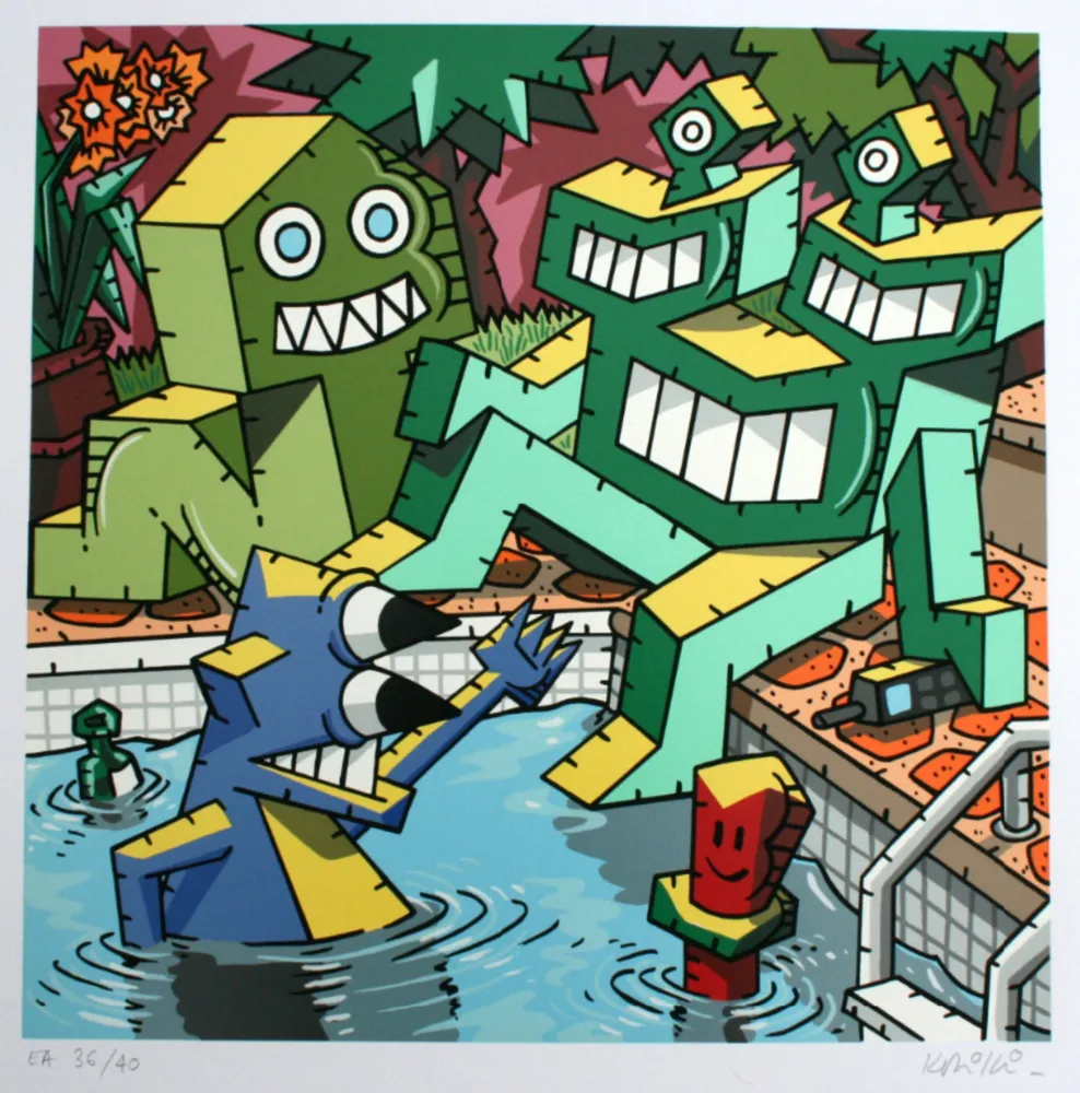 シルクスクリーン Kriki - La piscine