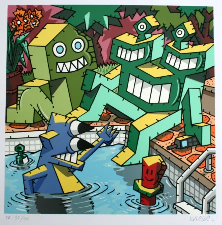 シルクスクリーン Kriki - La piscine