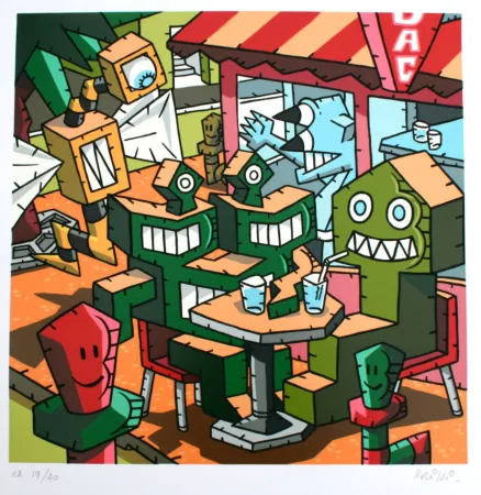 シルクスクリーン Kriki - Le bar