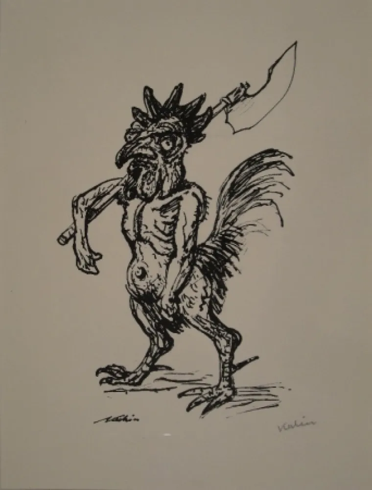 リトグラフ Kubin - Kampfhahn