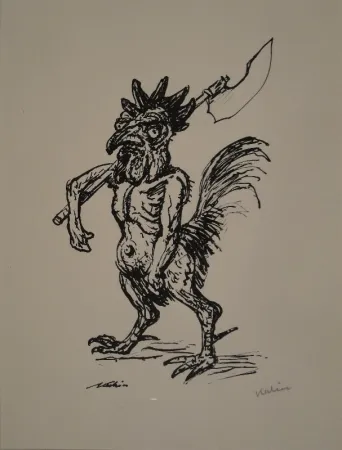 リトグラフ Kubin - Kampfhahn