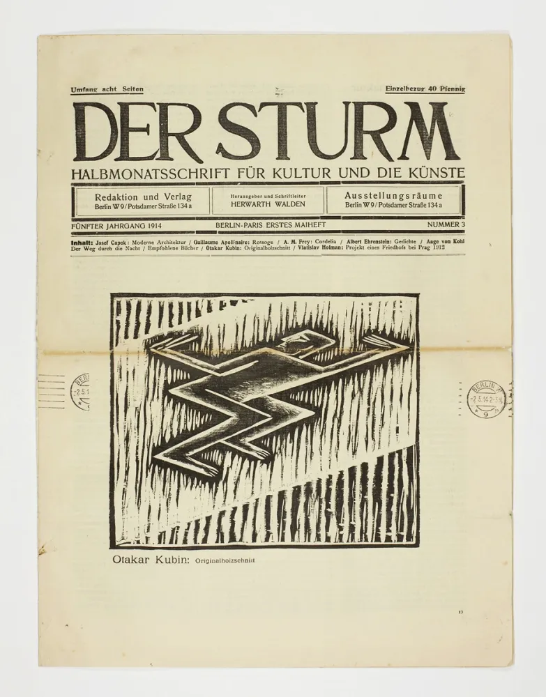 木版 Kubín - Untitled (Cubist male figure) 