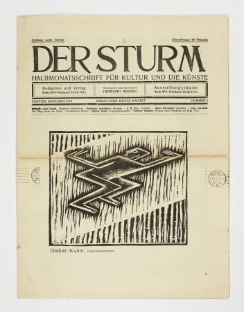 木版 Kubín - Untitled (Cubist male figure) 