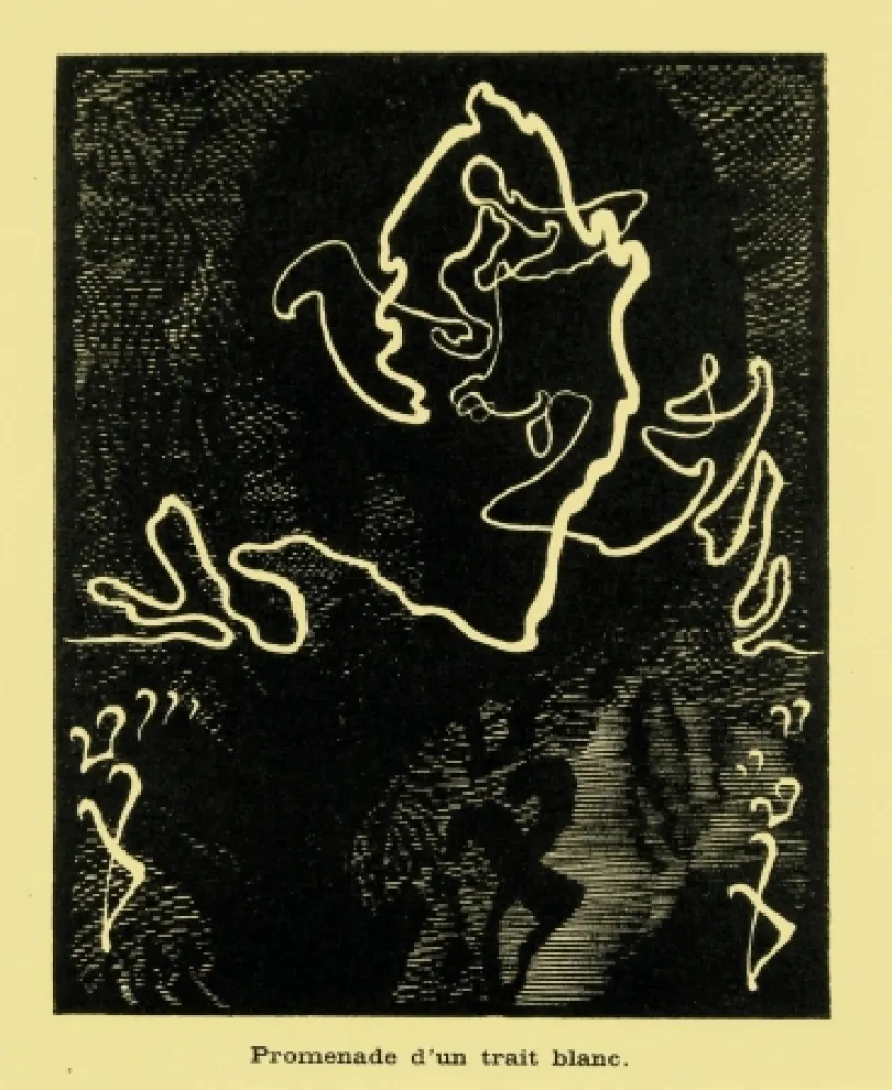 木版 Kupka - Promenade d'un trait blanc