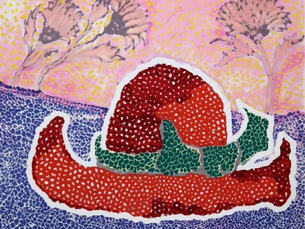 シルクスクリーン Kusama - Hat left behind in the field