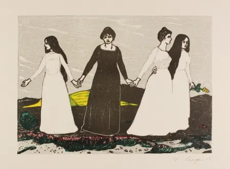 木版 Laage - Sommers Abschied von der Heide