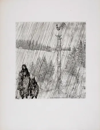 エッチング Laboureur - Bretagne : Promenade au calvaire, 1946