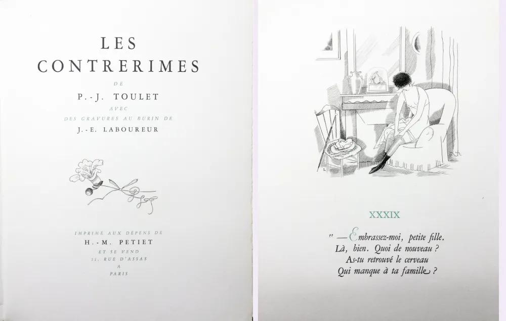挿絵入り本 Laboureur - Paul-Jean Toulet : LES CONTRERIMES. 62 gravures originales + suite complète (1930)