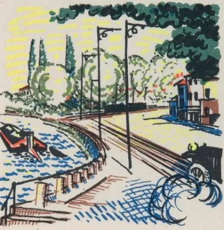 挿絵入り本 Laboureur - Promenade avec Gabrielle. Texte et images lithographiés en couleurs par Jean Giraudoux et Jean-Emile Laboureur.