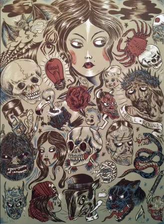 リトグラフ Lakra (Dr.) - Untitled Green