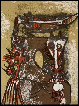 リトグラフ Lam - Double personnages 