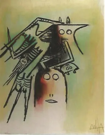 リトグラフ Lam - Elle, casquee