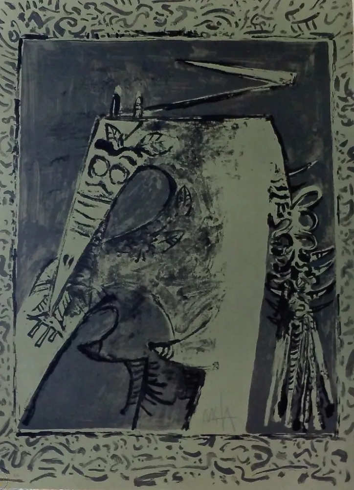 リトグラフ Lam - Figura verde