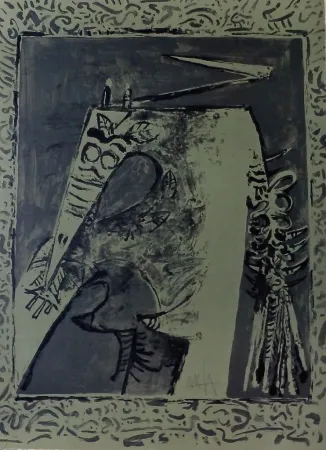 リトグラフ Lam - Figura verde