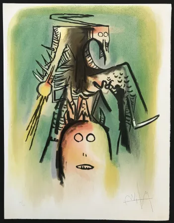 リトグラフ Lam - Le Regard Vertical 7306 (Multiplies des membres des loa)