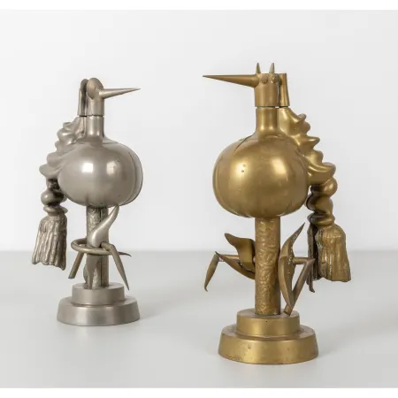 技術的なありません Lam - Wifredo Lam (1902–1982) - L’Oiseau de fer and L’Oiseau de feu - Brass and chrome