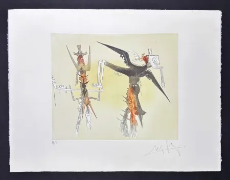 彫版 Lam - Wifredo Lam (1902 - 1982) - Untitled - Aquatint etching on Arches paper - 1979