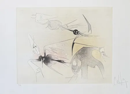 アクチアント Lam - Wifredo Lam (1902–1982) - Untitled from ''Visible Invisible'' folder - Aquatint etching on Goya paper - 1972