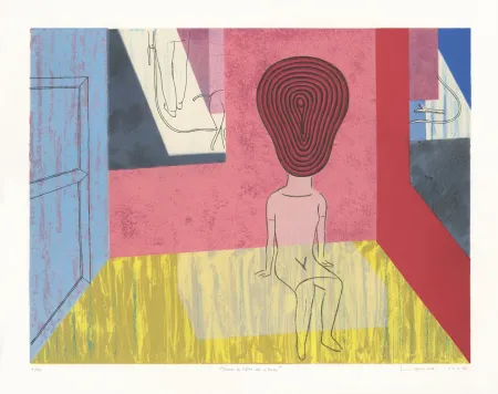 リトグラフ Lambé - Dans la tête du chien