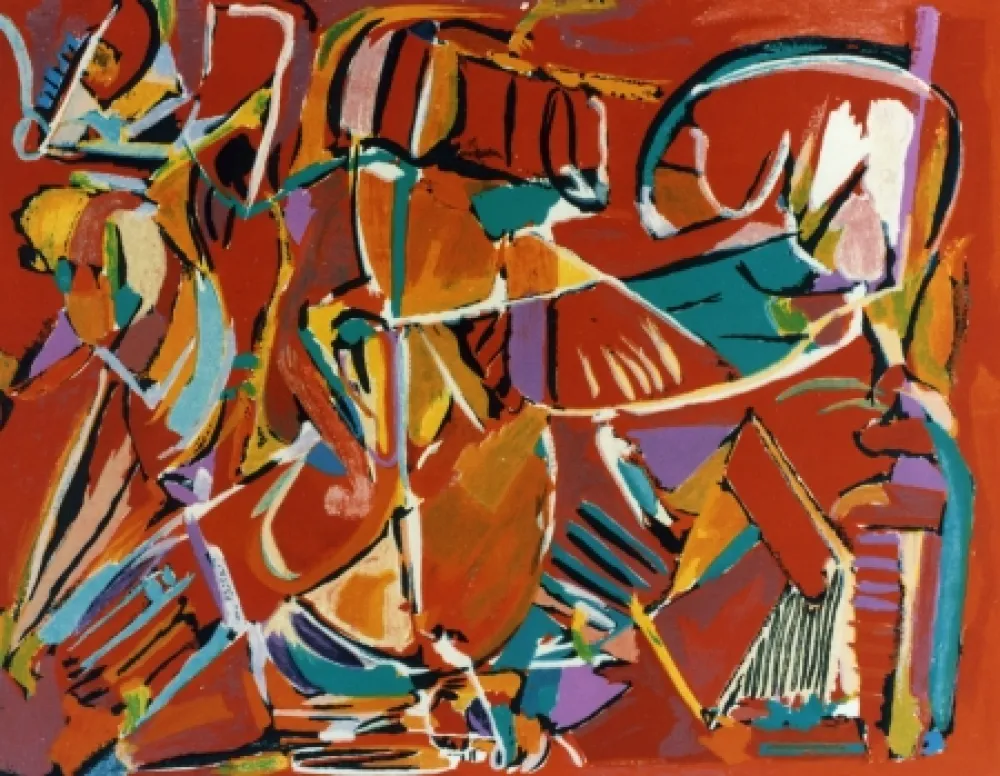 リトグラフ Lanskoy - Composition rouge 5