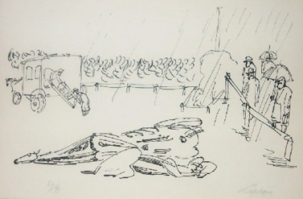 リトグラフ Lapicque - L'accident