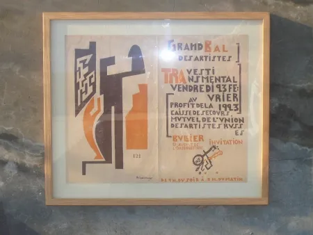 木版 Larionov - Invitation pour le grand bal des artistes travesti transmental