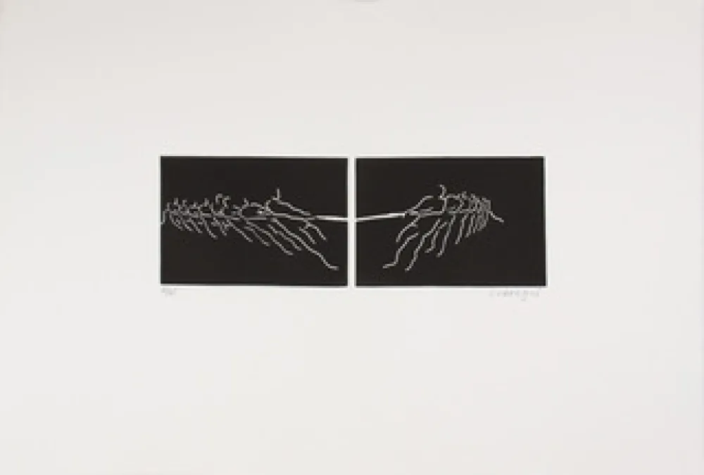 リノリウム彫版 Larregui - TIR A LA CORDE