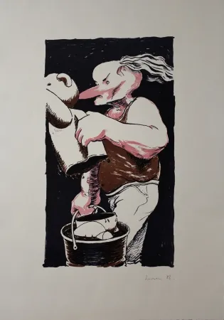 リトグラフ Larsen - The Assistant Helps Out