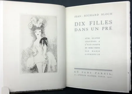 挿絵入り本 Laurencin - DIX FILLES DANS UN PRÉ avec quatre gravures à l'eau-forte en hors-texte par Marie Laurencin (Ex. avec suite)