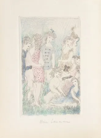 彫版 Laurencin - Huit filles dans un pré