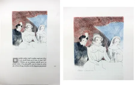 エッチング Laurencin - LA PRINCESSE DE CLÈVES (Pl. VII signée au crayon). 1947