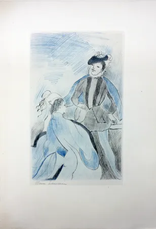 エッチング Laurencin - LA PRINCESSE DE CLÈVES (Pl. VIII signée au crayon). 1947