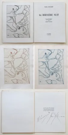 挿絵入り本 Laurens - Paul Éluard : La Dernière Nuit. Avec un frontispice gravé par Henri Laurens (1942).