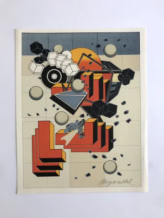 リトグラフ Le Yaouanc - Un chantier (Le métier de bâtisseur I)