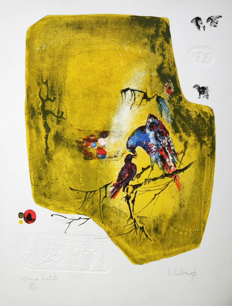 リトグラフ Lebadang - Birds on a Branch